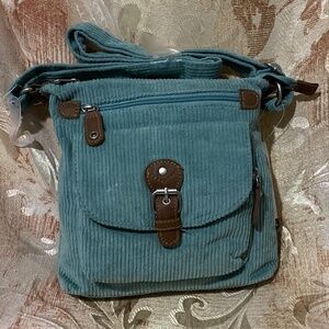 *NEW* MINT GREEN CAMEL SILVER SOFT CORDUROY CROSSBODY HANDBAG ADJUSTABLE STRAP
